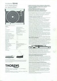 Thorens TD 115 MK II Thorens TD 115 MK II, Prospekt Seite 1