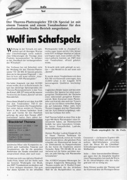 Audio Test Thorens TD 126 Spezial Audio Test TD 126 Spezial mit EMT-Arm und -Tondose, Seite 1